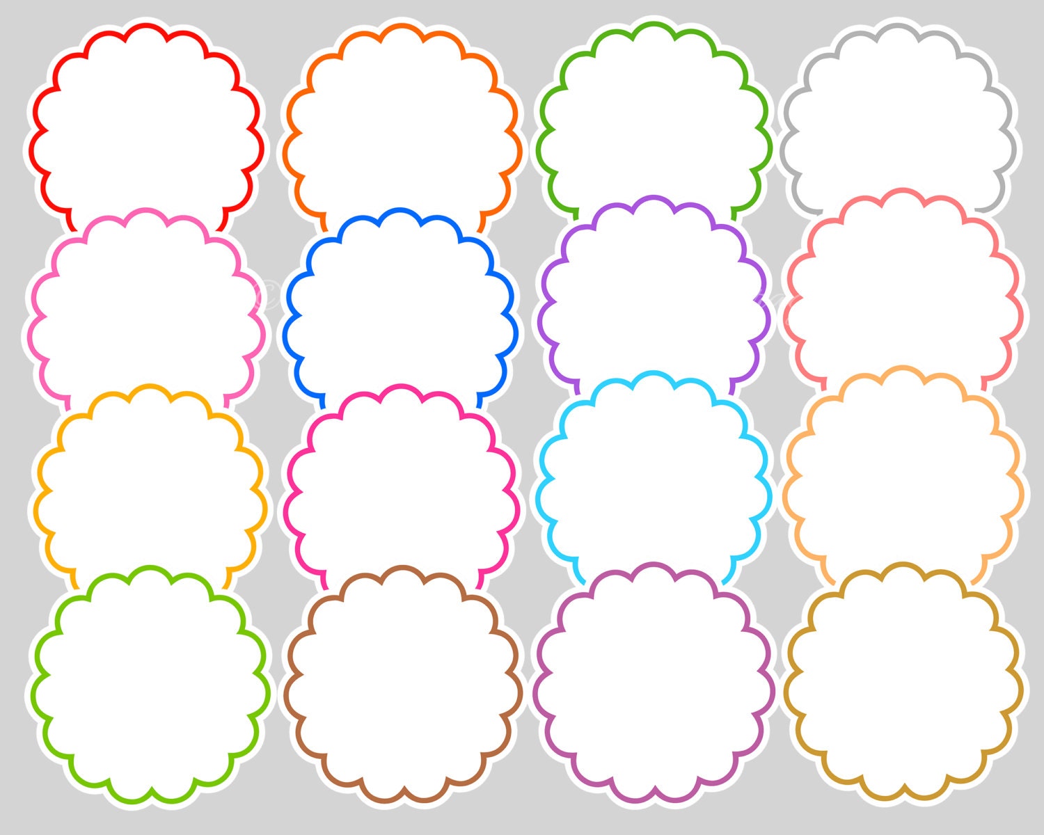 Big Pack Scallop Bakery Clip Art Set, Digital Illustrations, Frames, Cupcakes, Digital Papers, Kitchen, Gingham, Royal Cupcakes, Palette