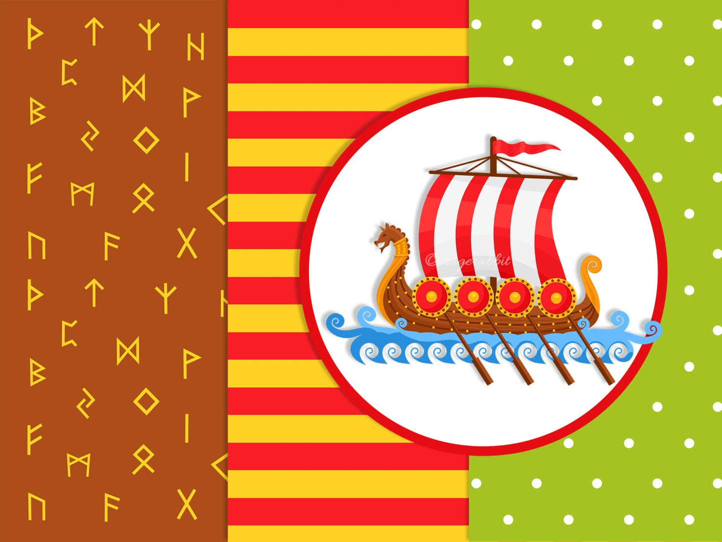 BUY 10 GET 5 FREE, Coupon Code - 5FREE Viking Digital Paper and Viking Ship Clip Art, Viking Runes, Polka Dots, Stripes, Set