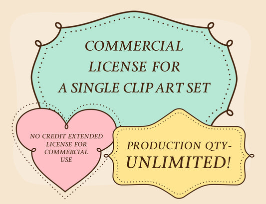 Extended License for Commercial Use of One Clipart Set, Unlimited Production Quantity, Commercial Use of Digital Graphics