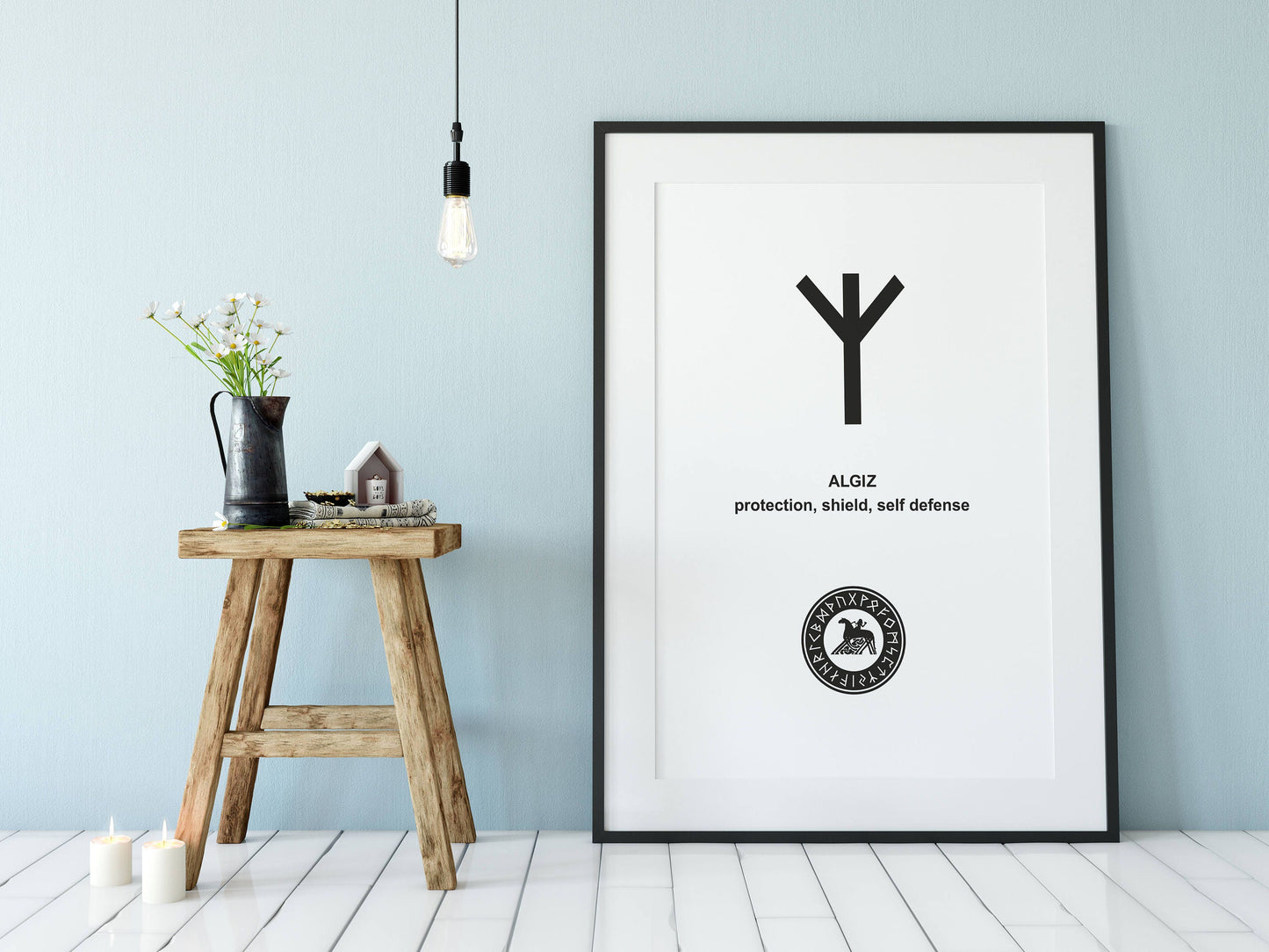 Algiz Viking Rune, Protection, Shield, Self Defense, Wall Art, Poster, Digital Print, Commercial Use