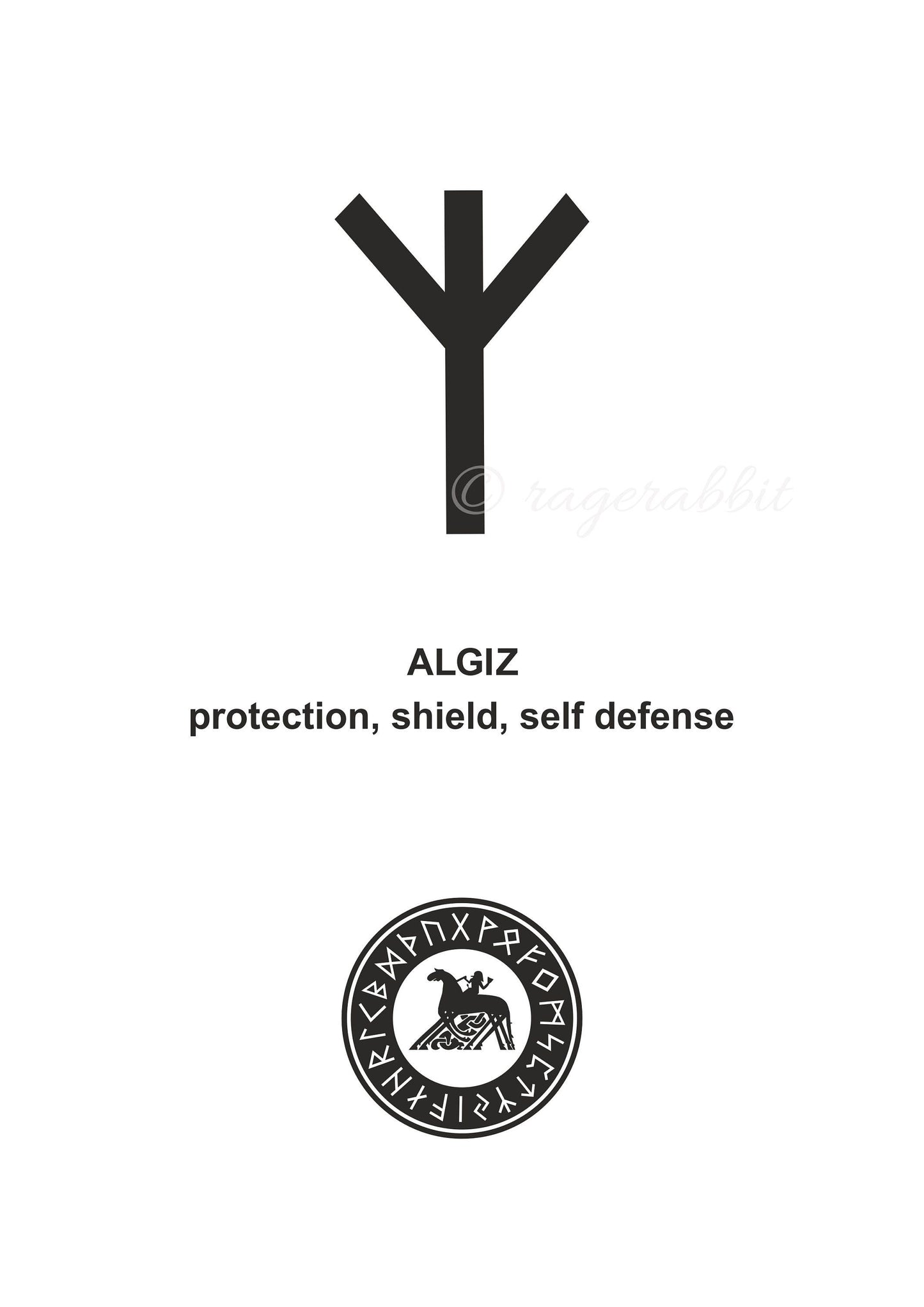 Algiz Viking Rune, Protection, Shield, Self Defense, Wall Art, Poster, Digital Print, Commercial Use