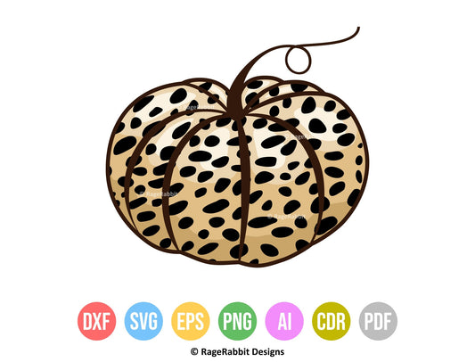 Pumpkin SVG Cheetah Pattern Illustration Halloween Thanksgiving Animal Print Big Cat Leopard Furr Sublimation File Vector Files