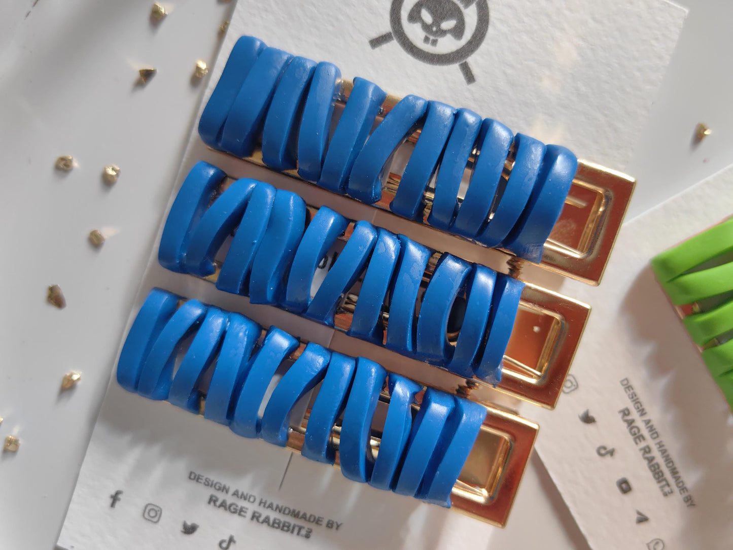 Beautiful "Satin Ribbon" Hair Clips Sets Limited Edition Handmade Polymer Clay Hair Accessories