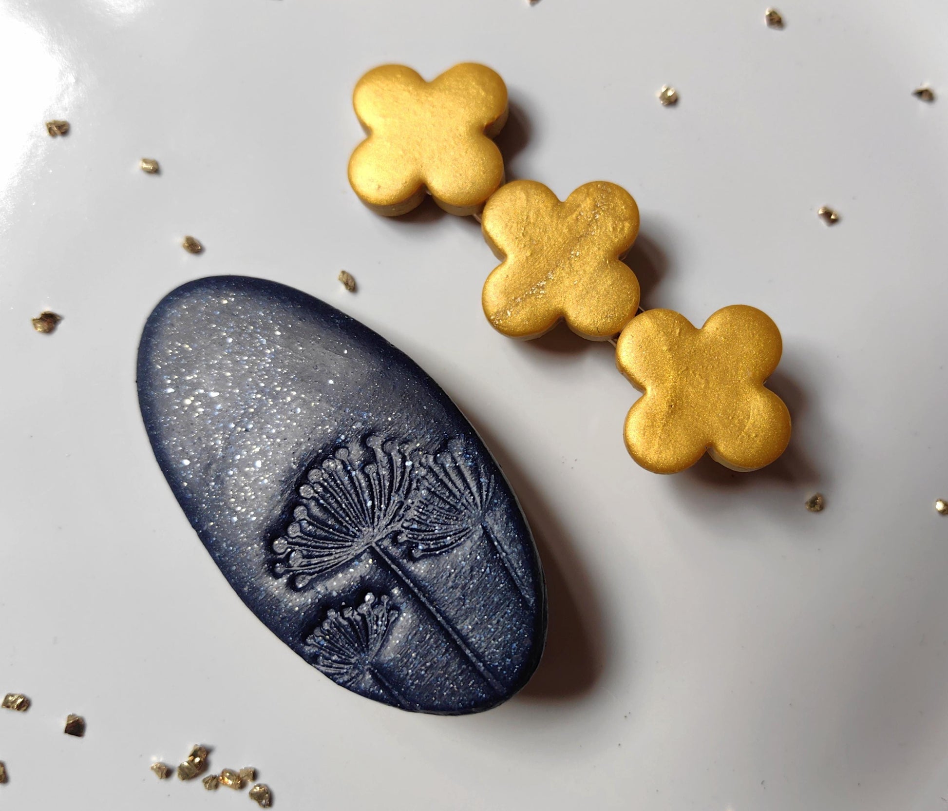 Dark Blue and Gold Hair Clip Set