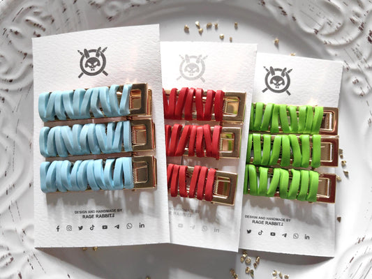 Beautiful "Satin Ribbon" Hair Clips Sets Limited Edition Handmade Polymer Clay Hair Accessories