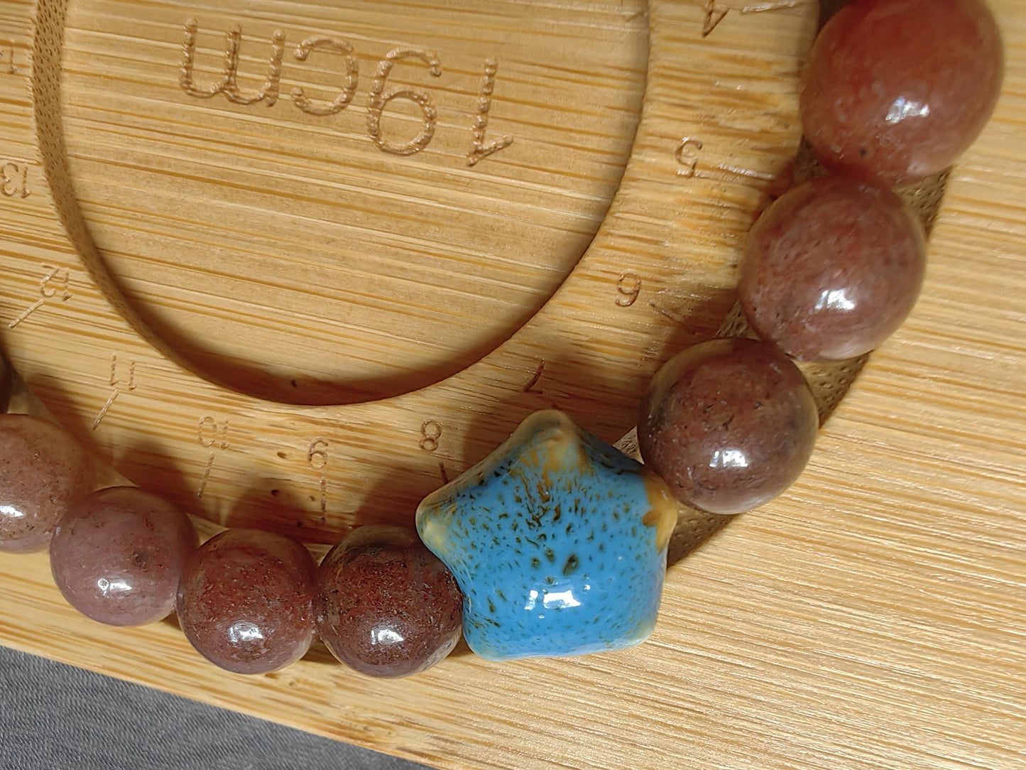 Brown Aventurine Bracelets with Turquoise and Ceramic Star Handmade Jewelry