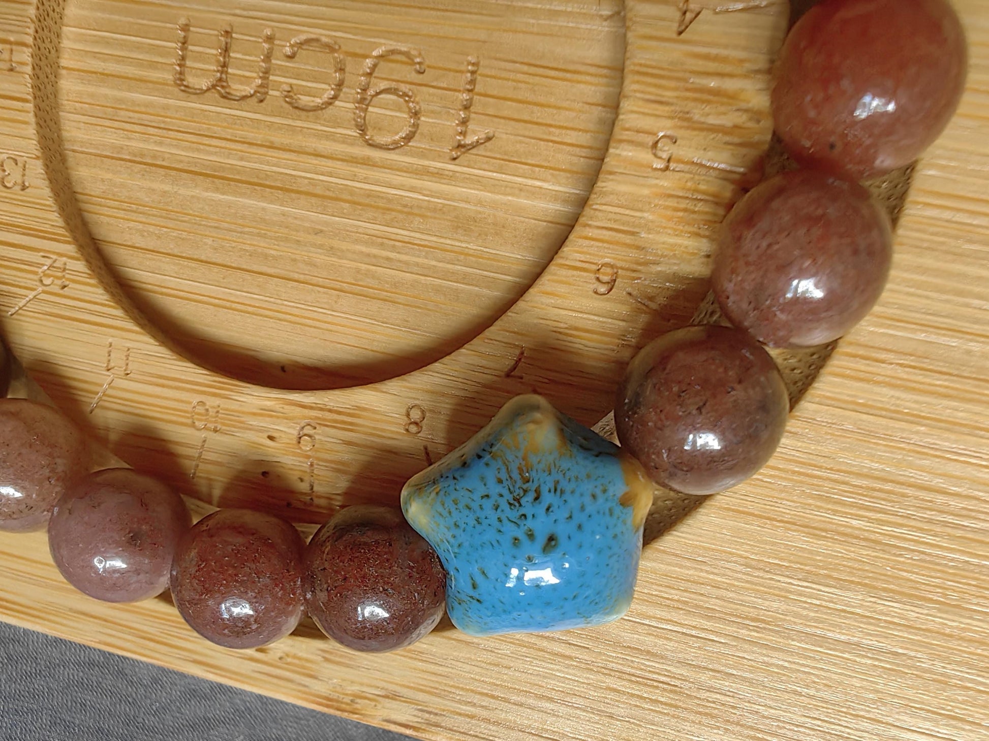 Brown Aventurine Bracelets with Turquoise and Ceramic Star Handmade Jewelry