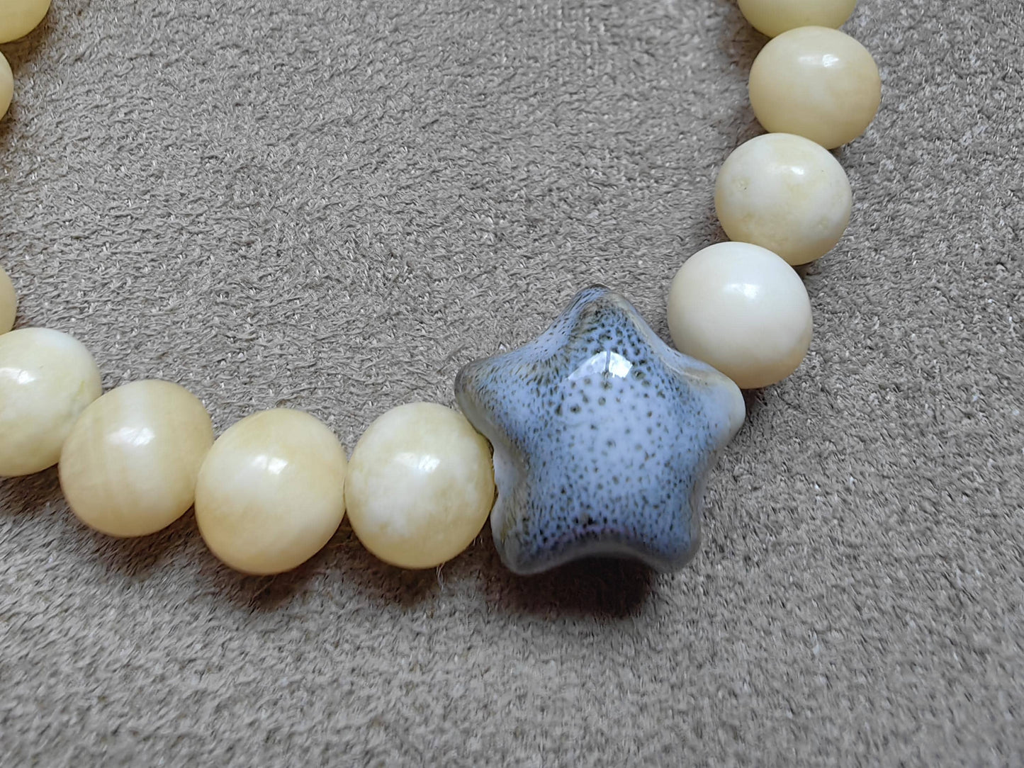 Jadeite Stone Beaded Bracelets with Ceramic Star