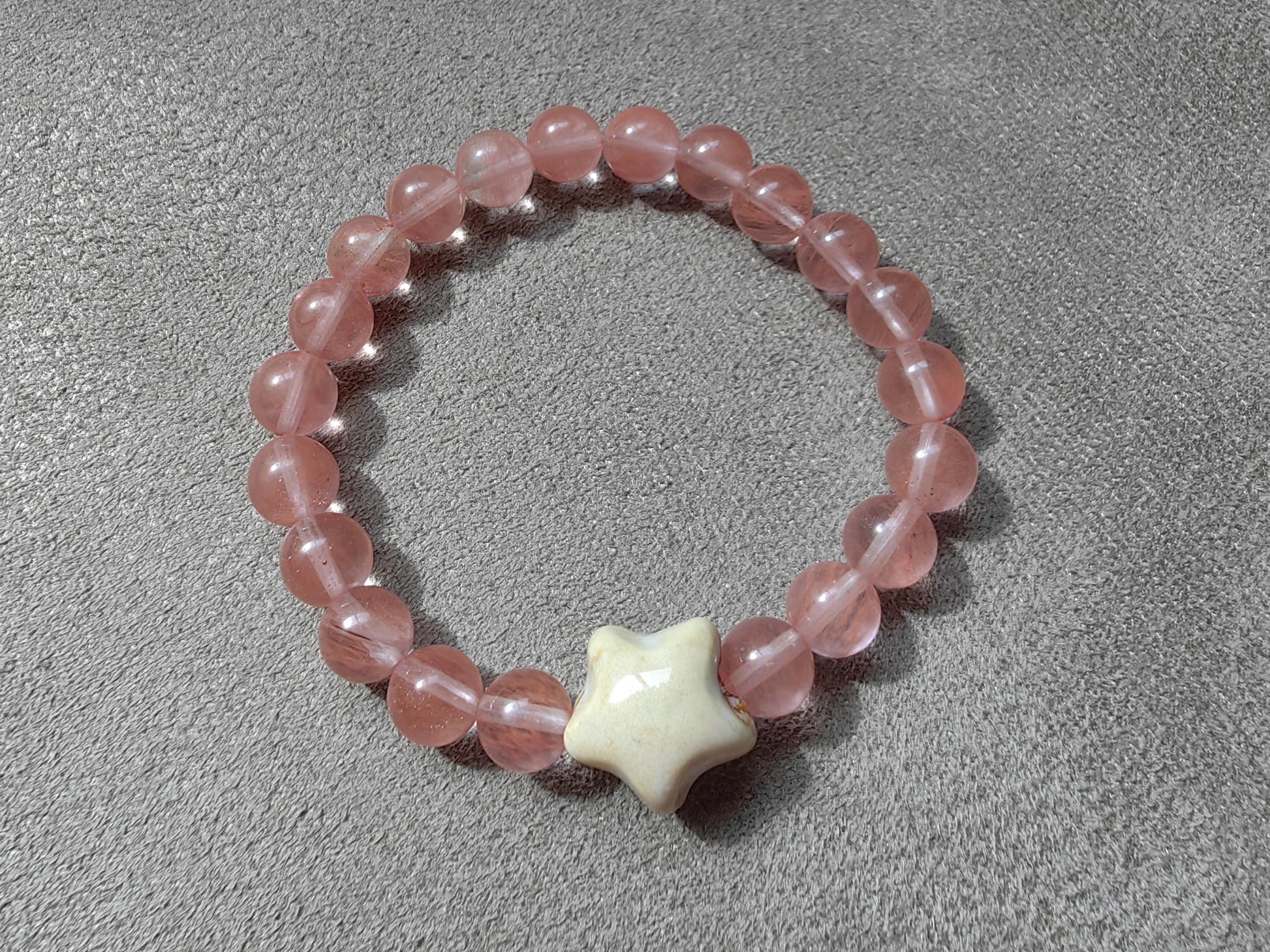 Jadeite Stone Beaded Bracelets with Ceramic Star