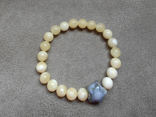 Jadeite Stone Beaded Bracelets with Ceramic Star