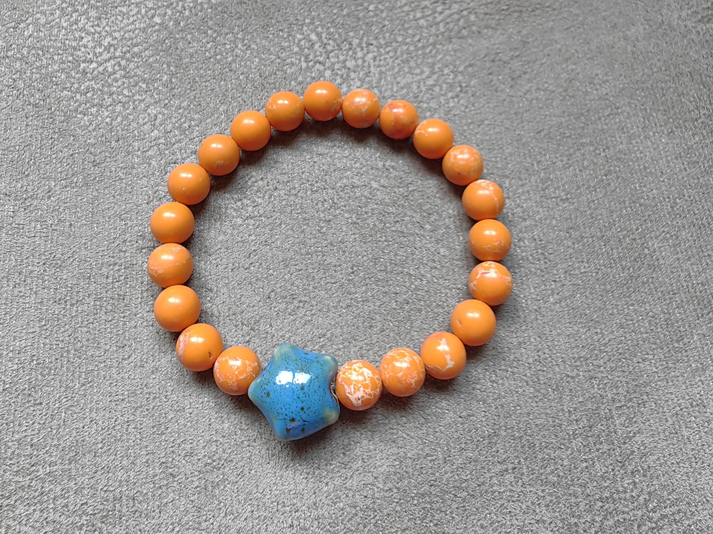 Emperor Jasper Stone Bracelets with Beads and Ceramic Star