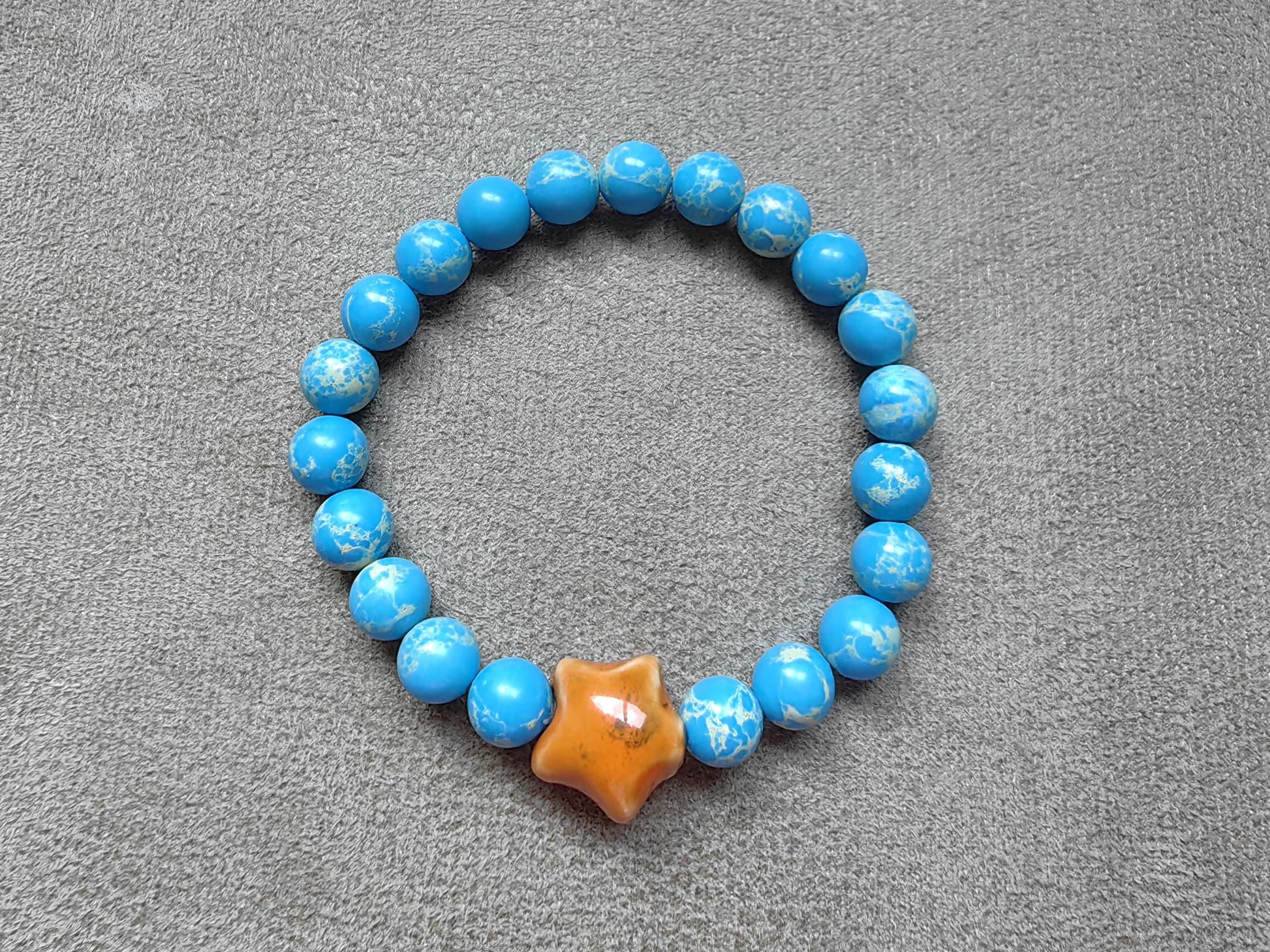 Emperor Jasper Stone Bracelets with Beads and Ceramic Star