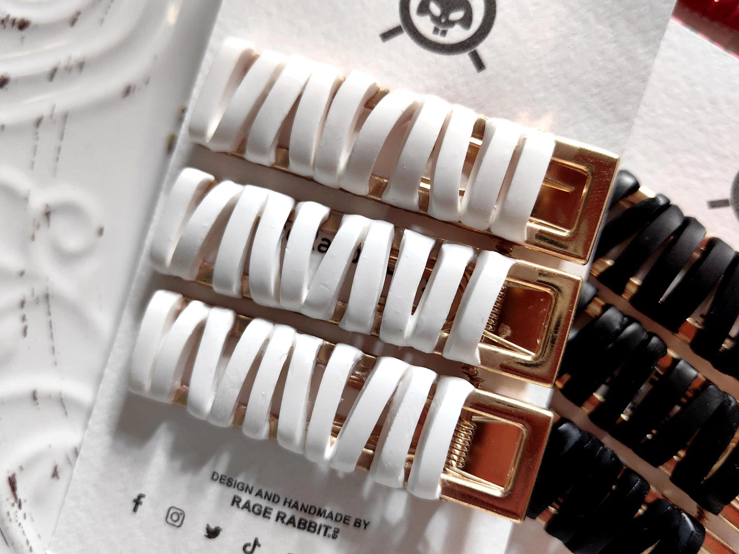 Beautiful "Satin Ribbon" Hair Clips Sets Limited Edition Handmade Polymer Clay Hair Accessories