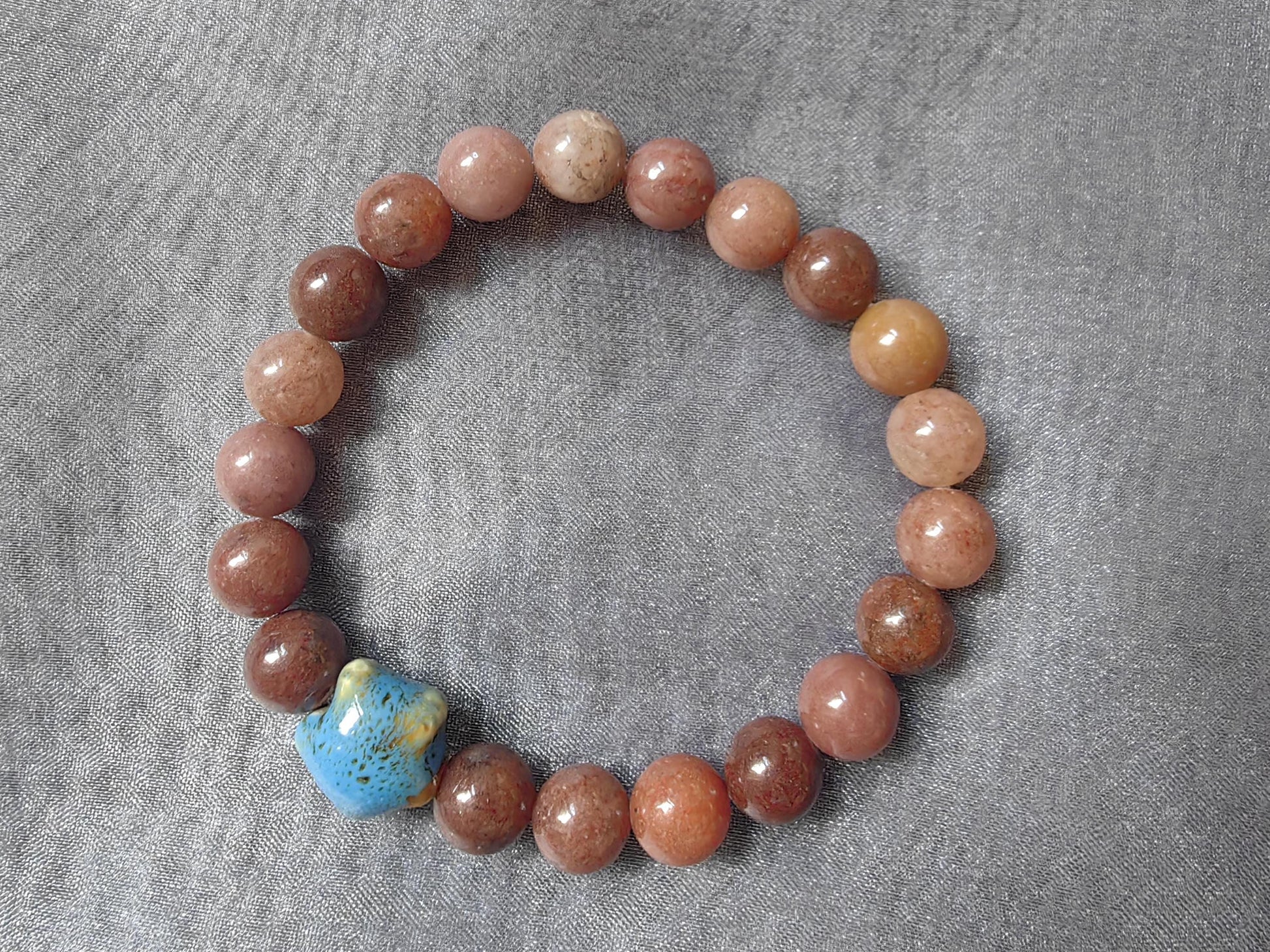 Brown Aventurine Bracelets with Turquoise and Ceramic Star Handmade Jewelry