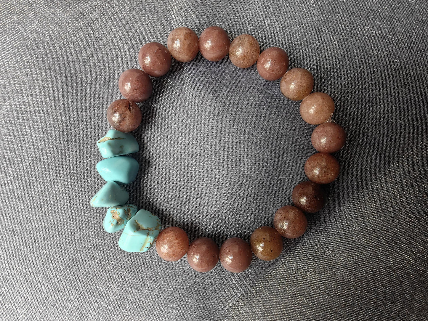 Brown Aventurine Bracelets with Turquoise and Ceramic Star Handmade Jewelry