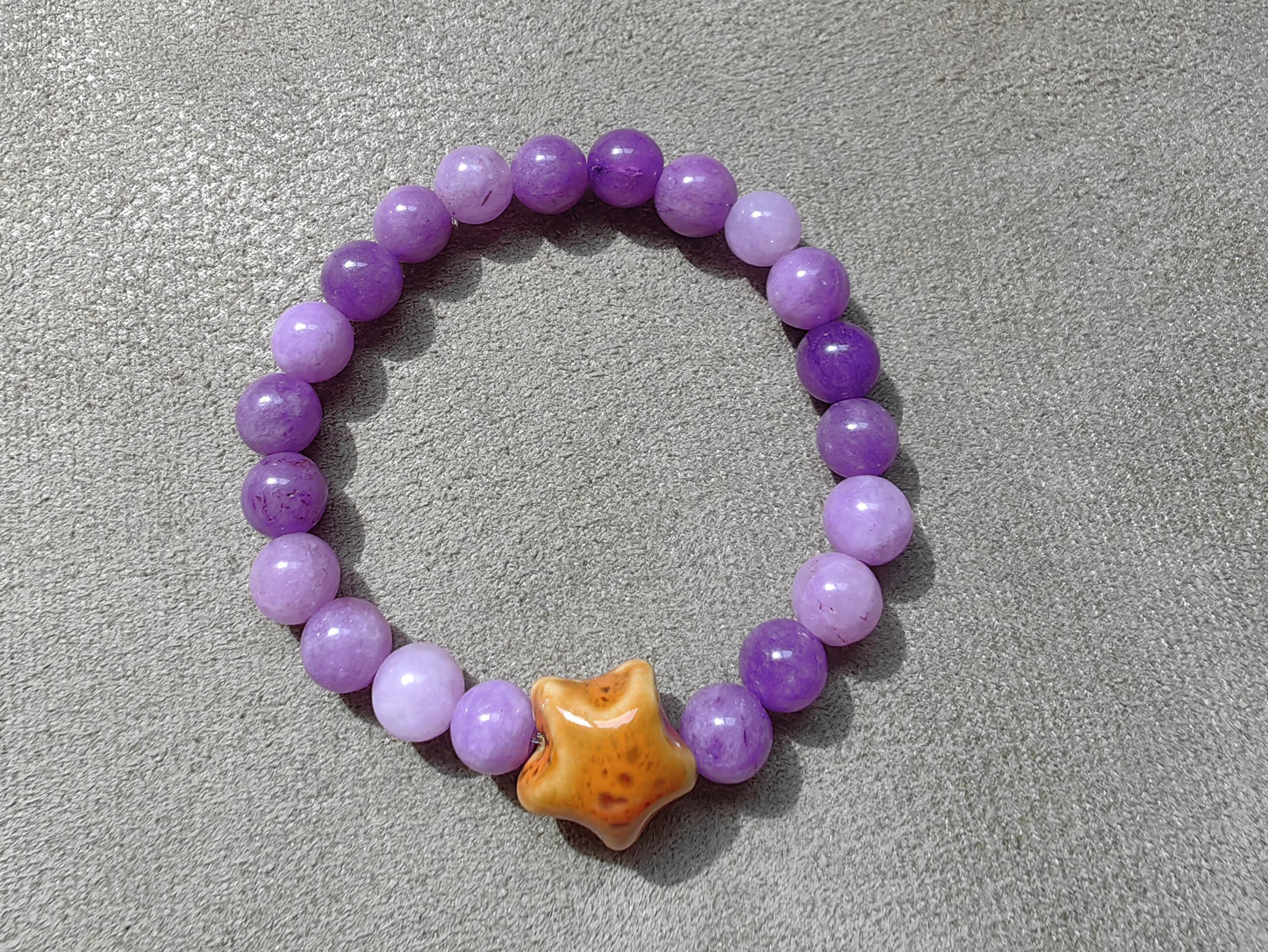 Jadeite Stone Beaded Bracelets with Ceramic Star