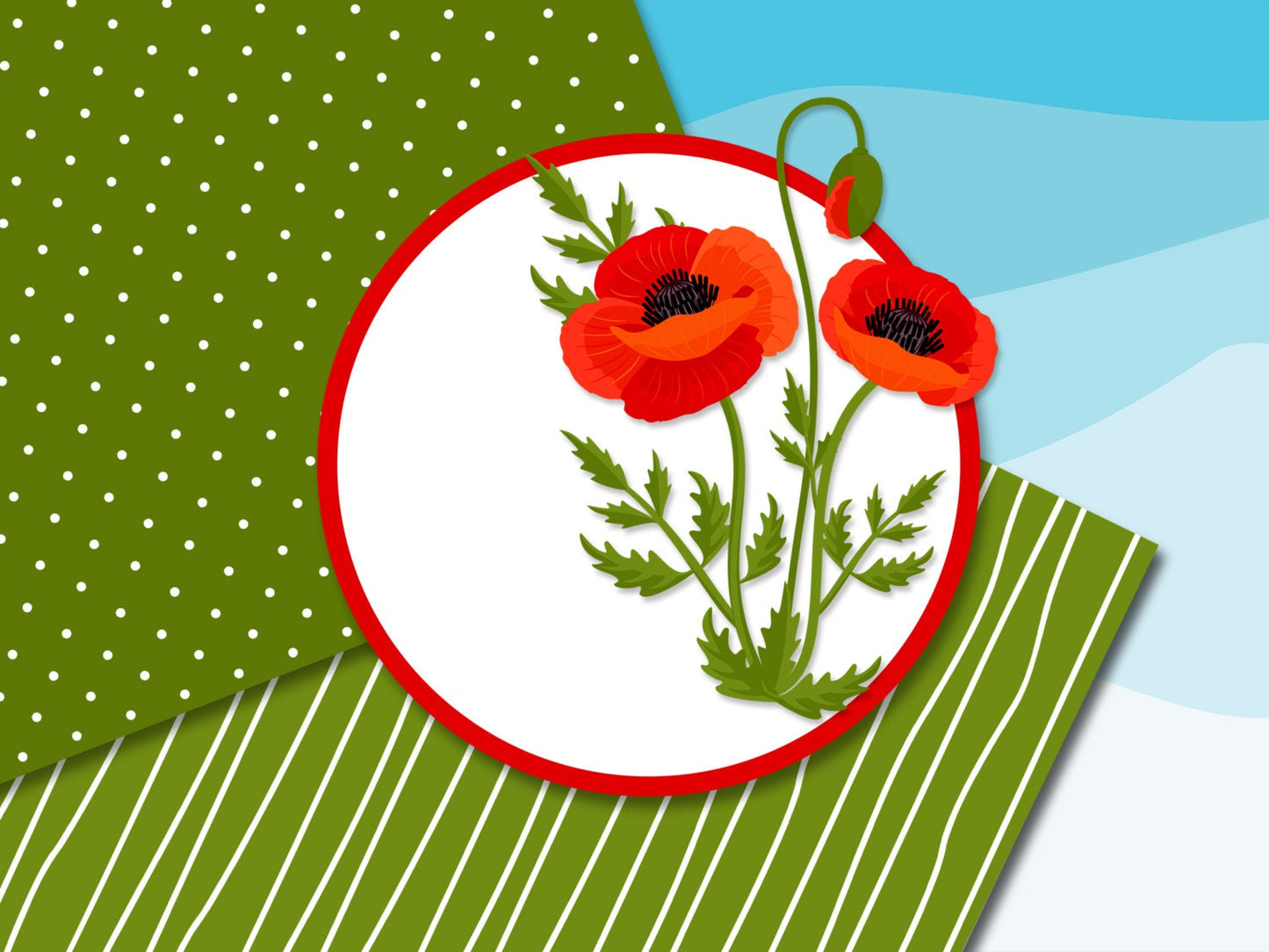 BUY 10 GET 5 FREE, Coupon Code - 5FREE Poppy Flowers Digital Paper, Poppy Flowers Clipart Illustration, Spring Backgrounds