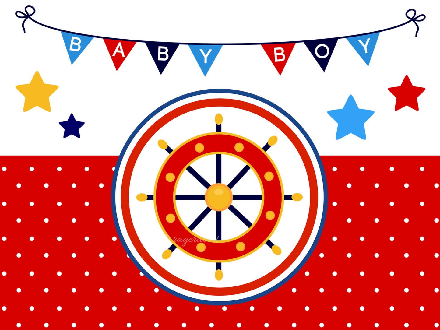 Marine Boy Vector Set, Illustrations, Scrapbook, Digital Paper Set, Baby Shower Decoration, Nautical