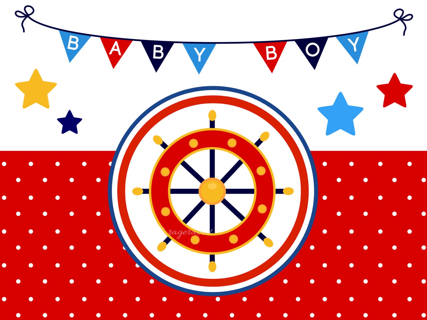 Marine Boy Vector Set, Illustrations, Scrapbook, Digital Paper Set, Baby Shower Decoration, Nautical