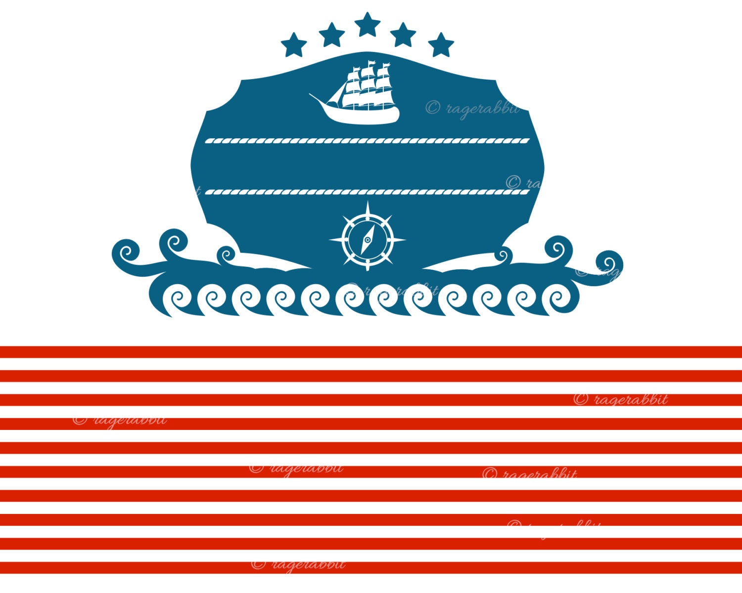 Nautical Set, Clip Art, Illustrations, Decorations, Emblems, Digital Paper, Old Map, Lighthouse, Anchors, Ship, Save Belt, Commercial Use