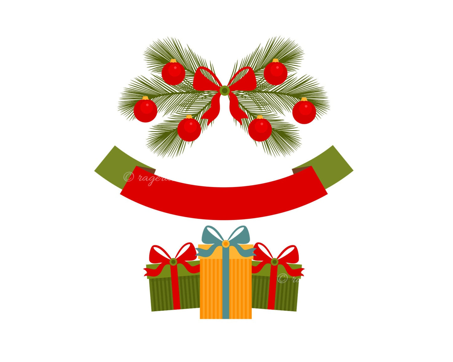 Christmas Vector Illustration Set, Happy New Year, Banner, Retro, Vintage, Card, Creator, Gifts, Decorations, Emblems, Christmas Tree,