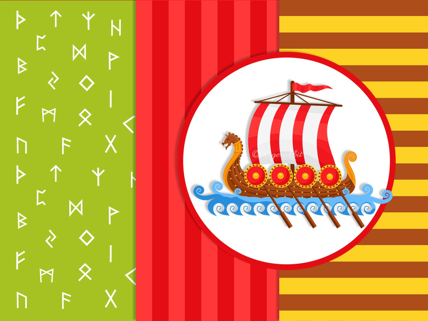 BUY 10 GET 5 FREE, Coupon Code - 5FREE Viking Digital Paper and Viking Ship Clip Art, Viking Runes, Polka Dots, Stripes, Set