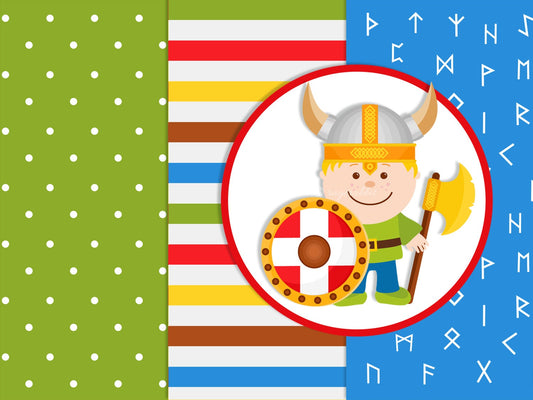 Viking Digital Paper Set, Little Viking Clip Art, Banner, Commercial Use, Personal Use, Viking Runes