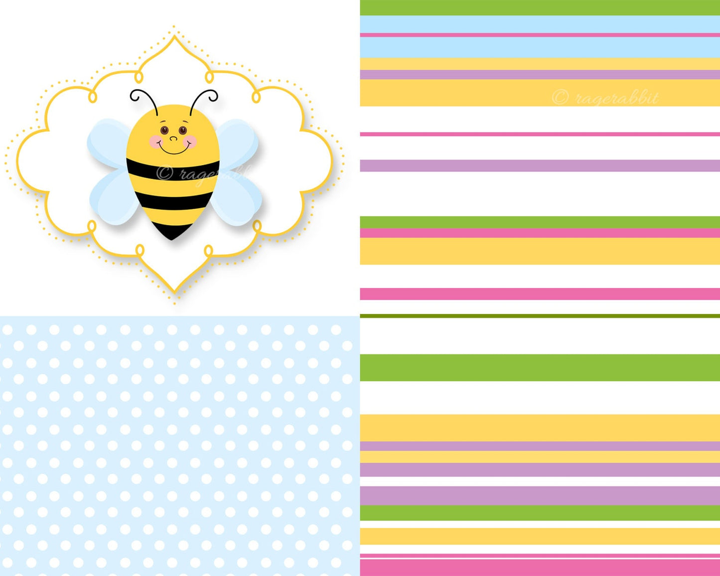 BUY 10 GET 5 FREE, Coupon Code - 5FREE Bee Digital Paper with Bee Clip Art and Frame Clip Art, Commercial Use, Personal Use