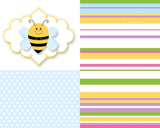 BUY 10 GET 5 FREE, Coupon Code - 5FREE Bee Digital Paper with Bee Clip Art and Frame Clip Art, Commercial Use, Personal Use
