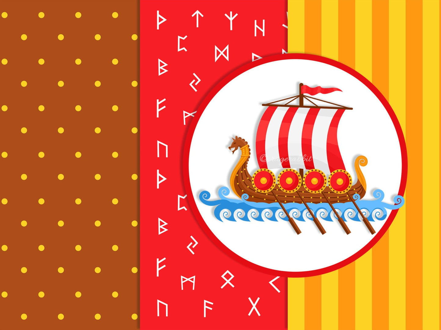 BUY 10 GET 5 FREE, Coupon Code - 5FREE Viking Digital Paper and Viking Ship Clip Art, Viking Runes, Polka Dots, Stripes, Set