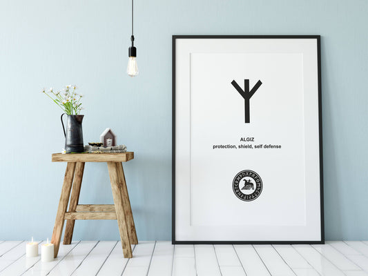 Algiz Viking Rune, Protection, Shield, Self Defense, Wall Art, Poster, Digital Print, Commercial Use