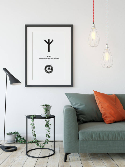 Algiz Viking Rune, Protection, Shield, Self Defense, Wall Art, Poster, Digital Print, Commercial Use