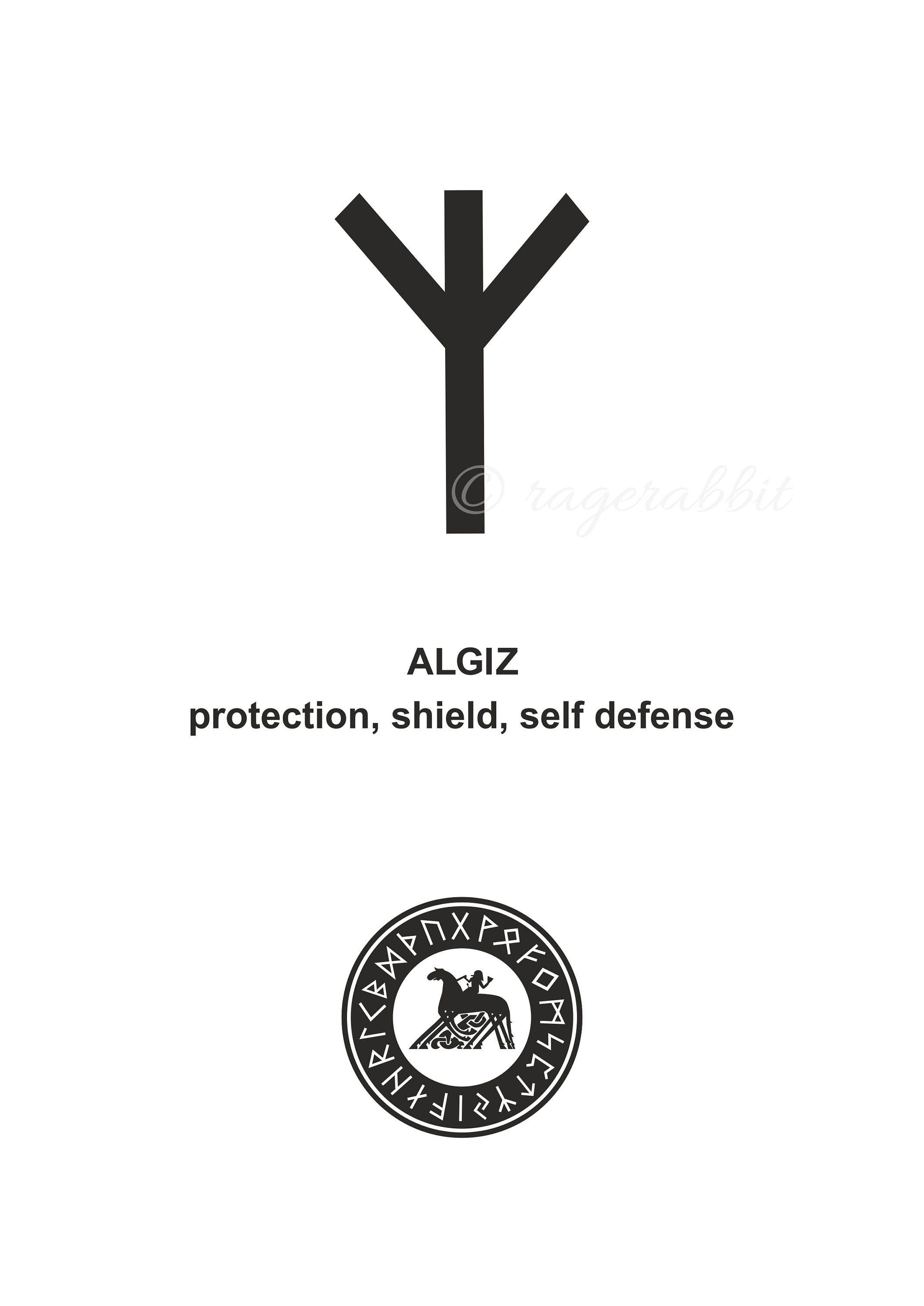 Algiz Viking Rune, Protection, Shield, Self Defense, Wall Art, Poster, Digital Print, Commercial Use