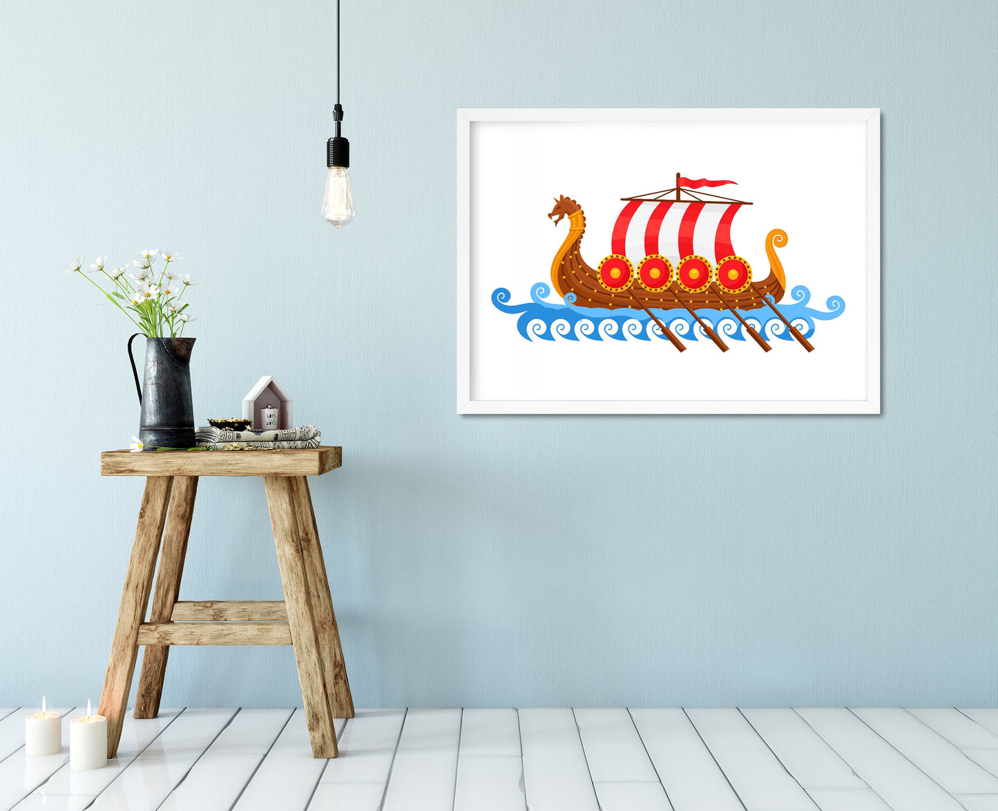 Viking Ship, Baby Room Art, Wall Art Poster, Kid Room Decoration, Printable Wall Art, Digital Print, Instant Download, Dragon Ship, Cartoon