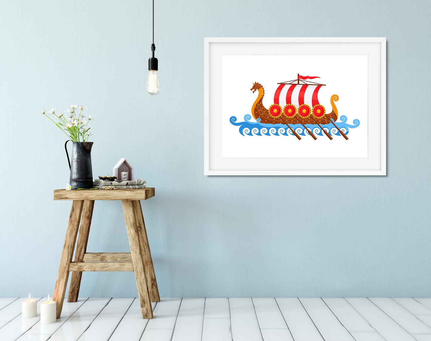 Viking Ship, Baby Room Art, Wall Art Poster, Kid Room Decoration, Printable Wall Art, Digital Print, Instant Download, Dragon Ship, Cartoon