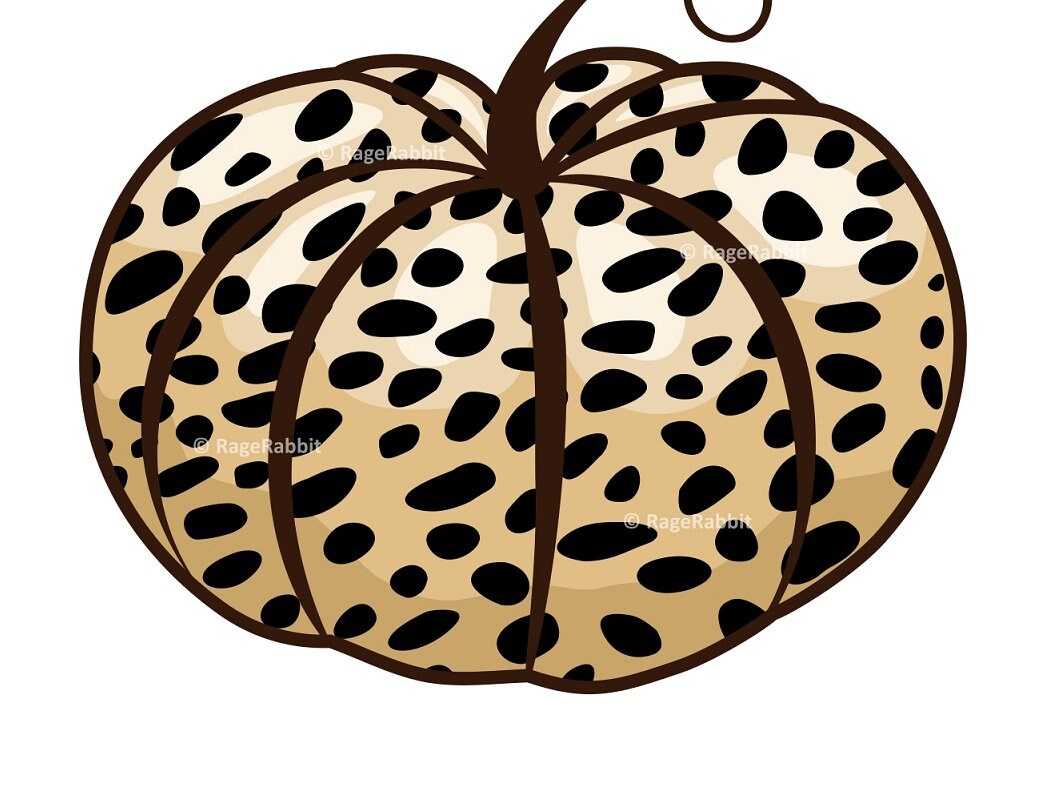 Pumpkin SVG Cheetah Pattern Illustration Halloween Thanksgiving Animal Print Big Cat Leopard Furr Sublimation File Vector Files