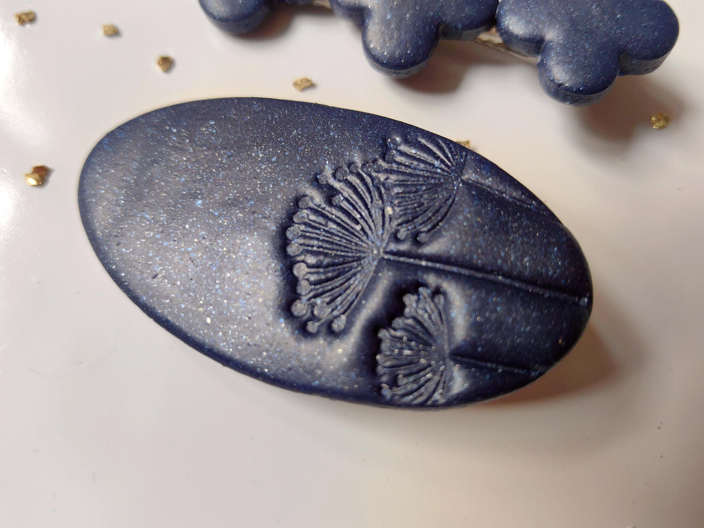 Dark Blue Polymer Clay Hair Clips