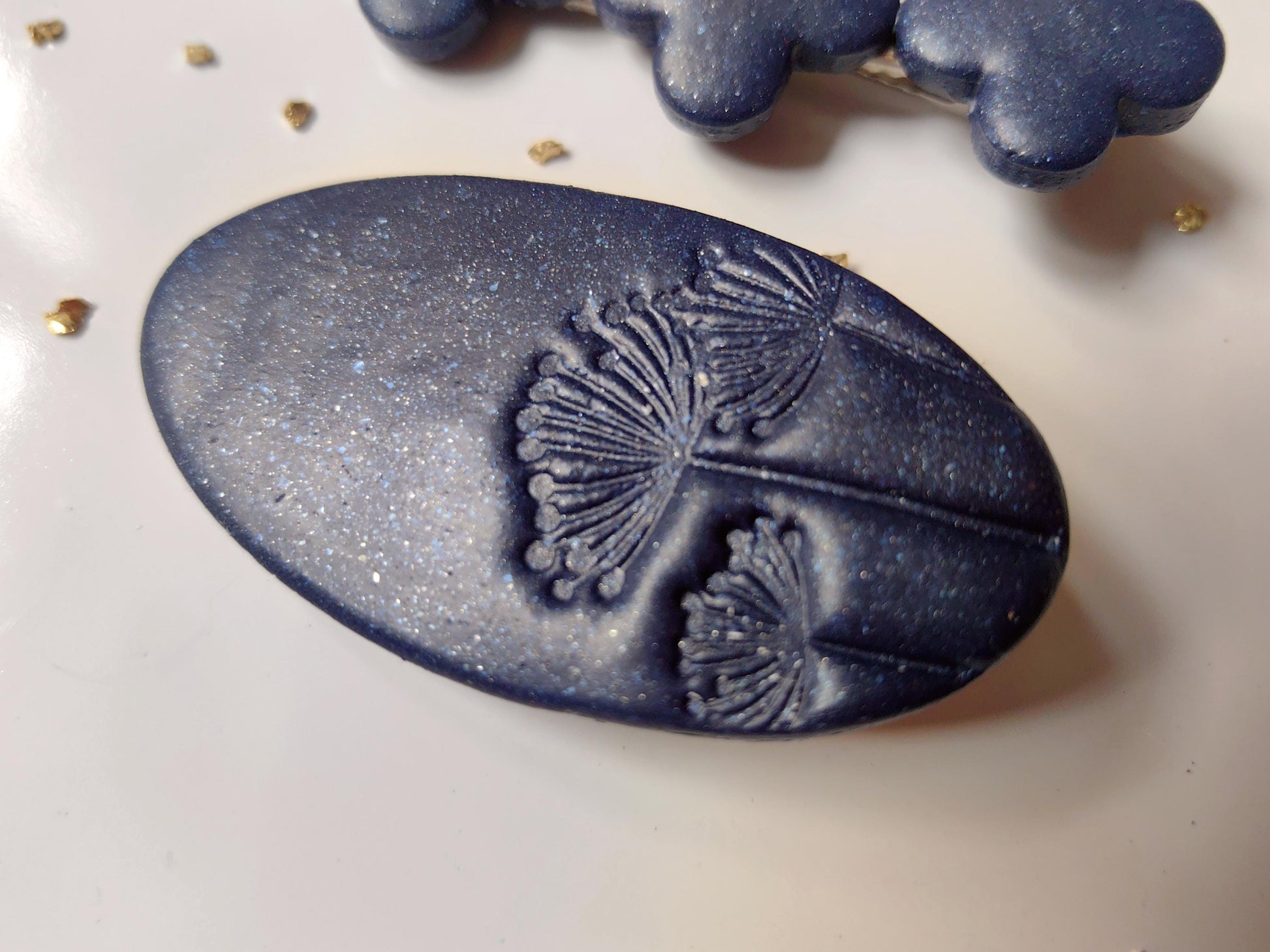 Dark Blue Polymer Clay Hair Clips