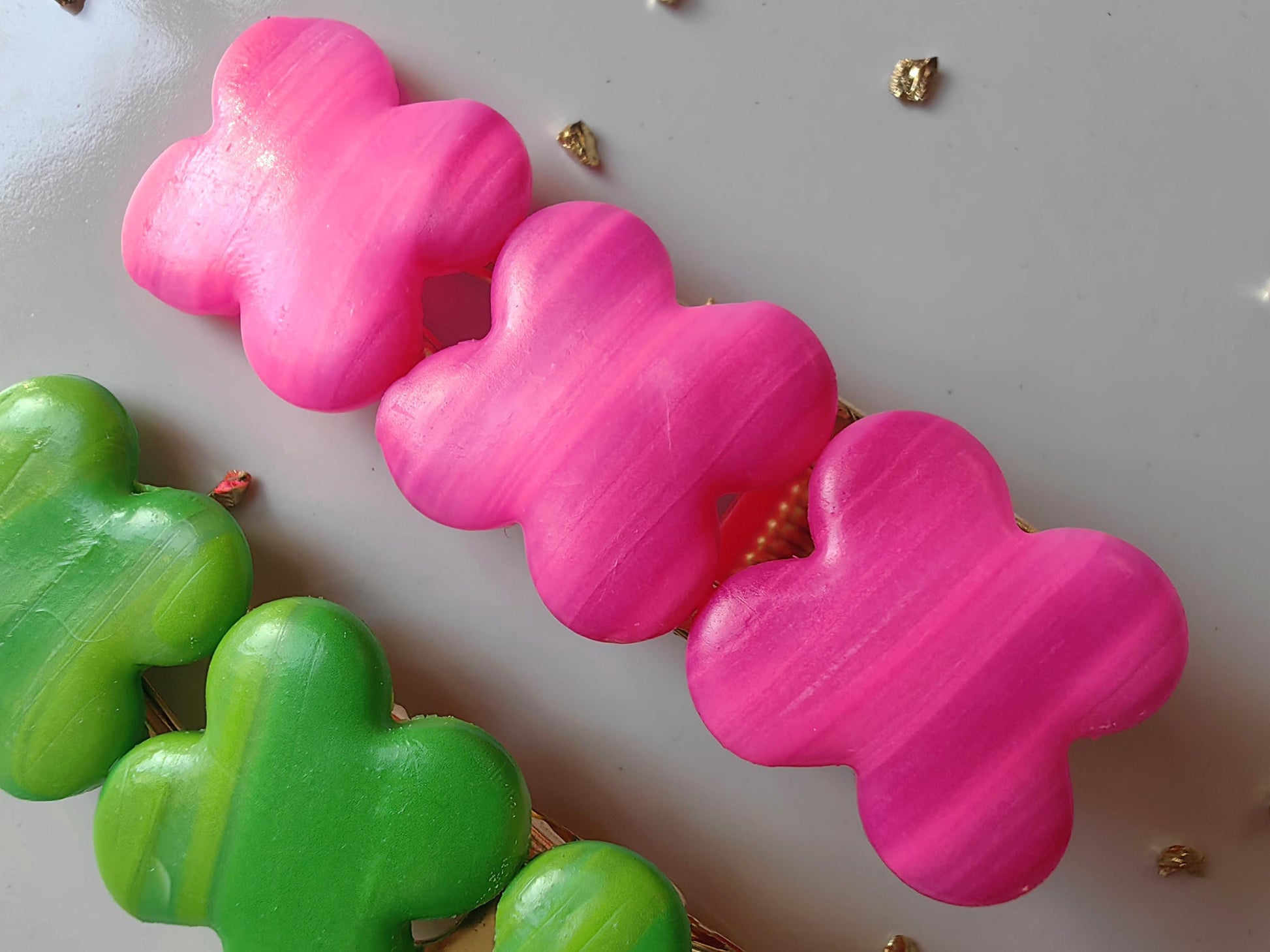 Tropical Colors Summer Time Handmade Unique Polymwr Clay Hair Clips Set