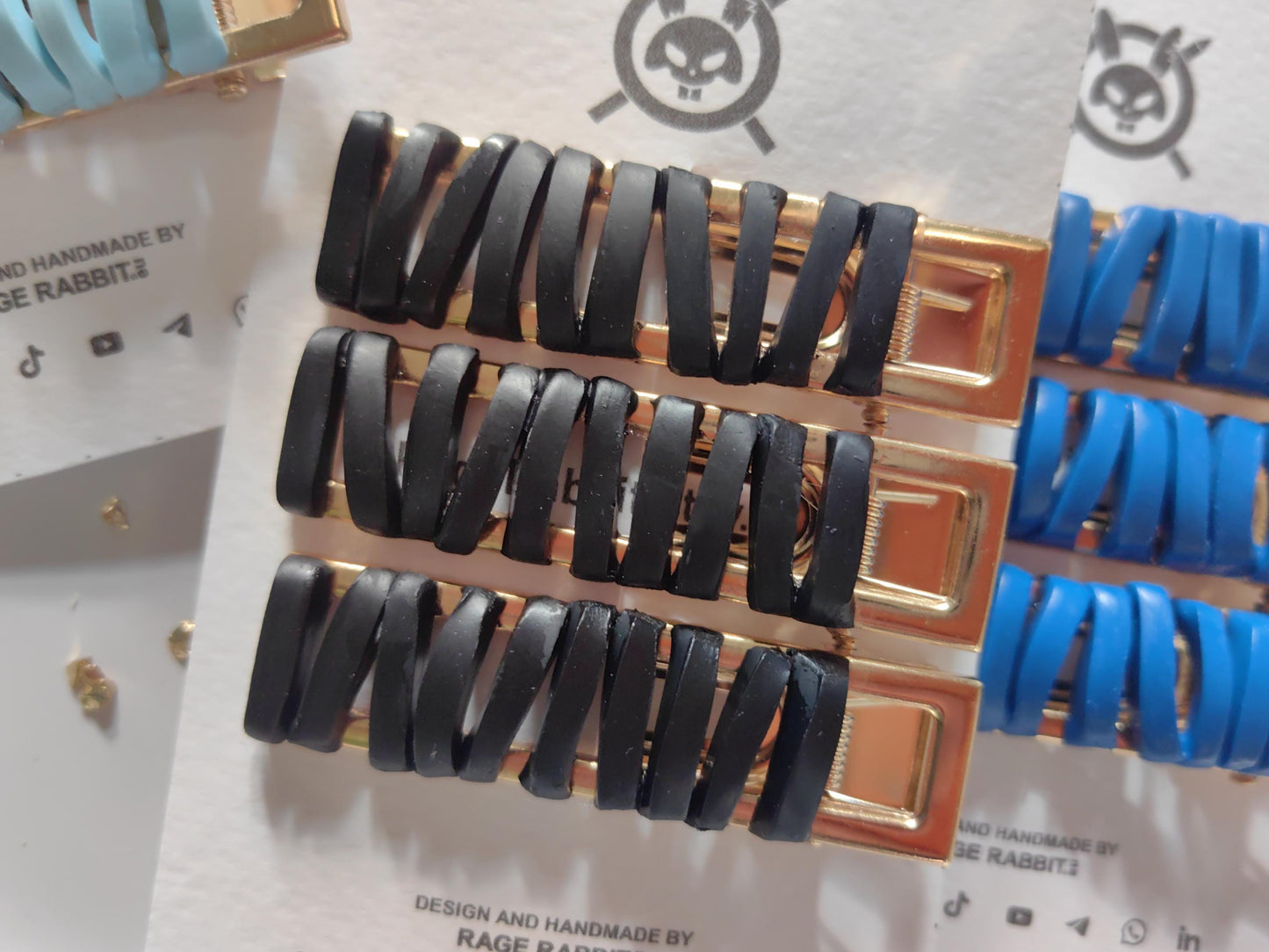 Beautiful "Satin Ribbon" Hair Clips Sets Limited Edition Handmade Polymer Clay Hair Accessories