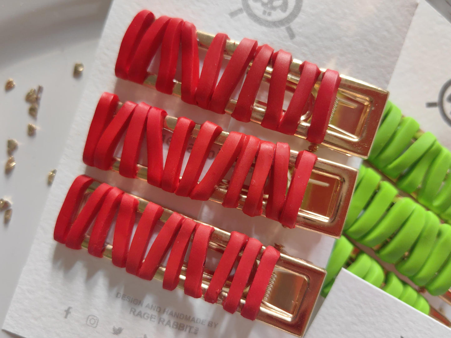 Beautiful "Satin Ribbon" Hair Clips Sets Limited Edition Handmade Polymer Clay Hair Accessories