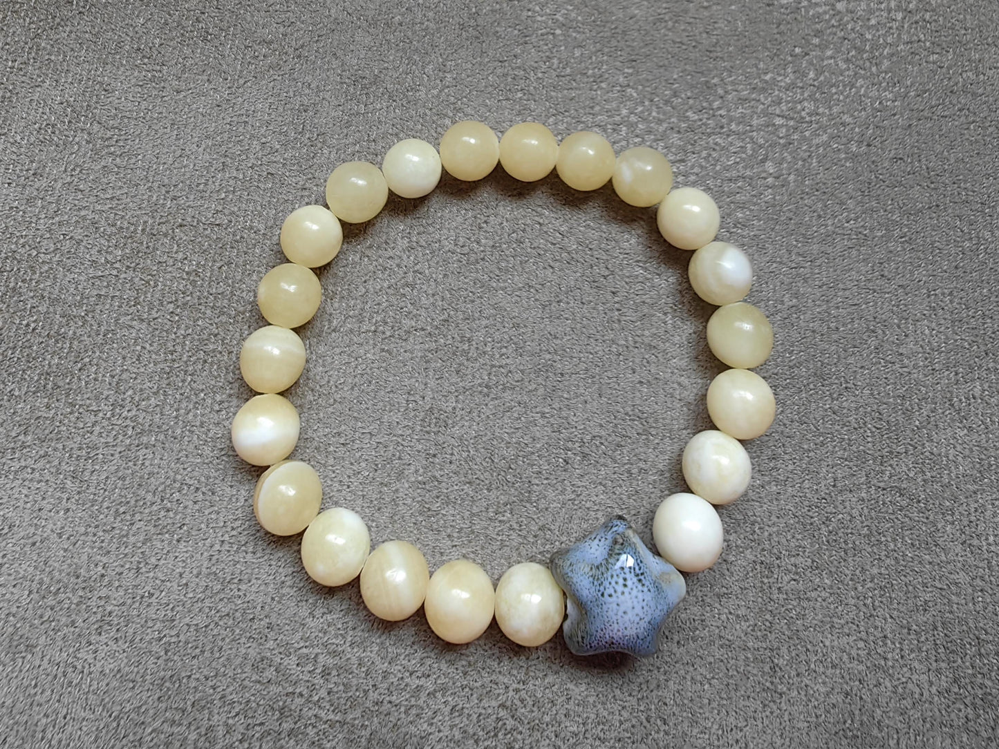 Jadeite Stone Beaded Bracelets with Ceramic Star