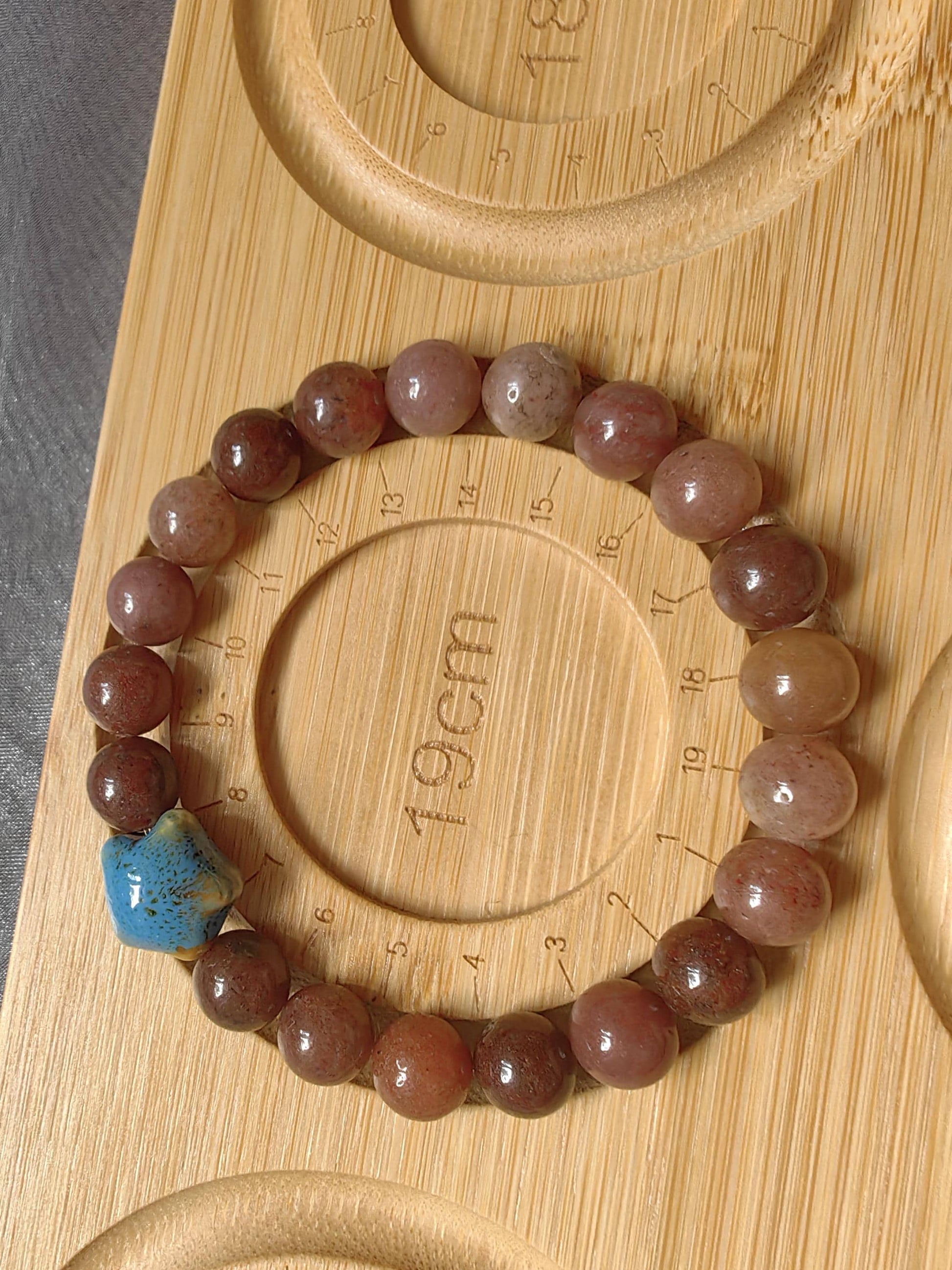 Brown Aventurine Bracelets with Turquoise and Ceramic Star Handmade Jewelry