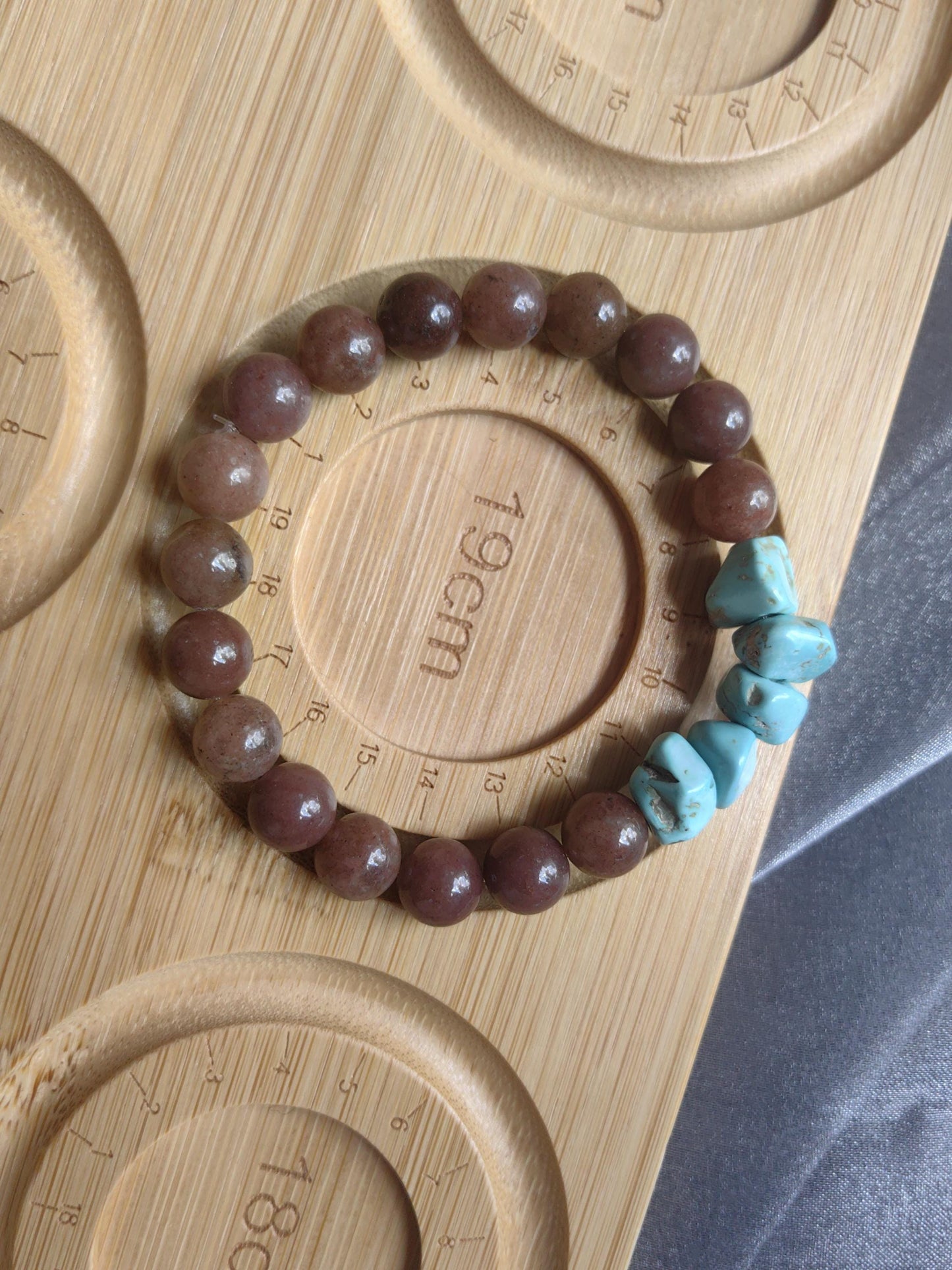 Brown Aventurine Bracelets with Turquoise and Ceramic Star Handmade Jewelry