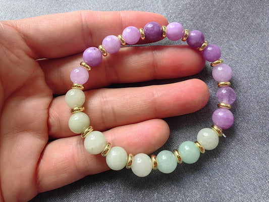 Jadeite Malaysia Natural Stones Bracelet with Golden Colored Parts