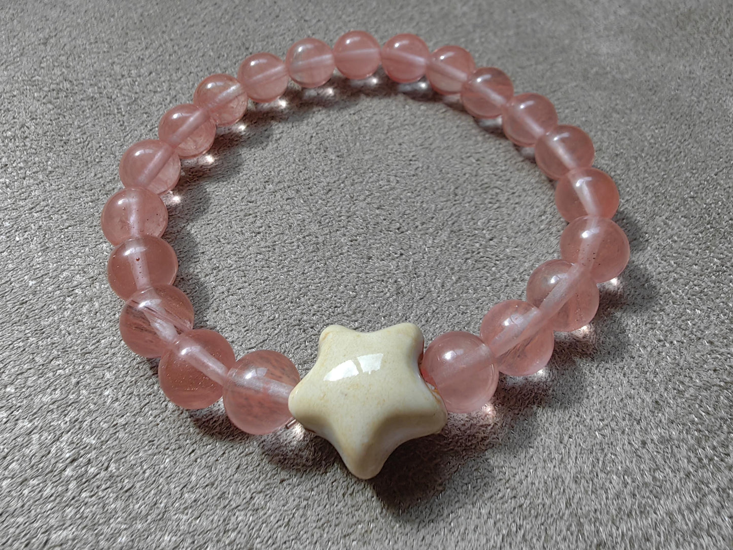 Jadeite Stone Beaded Bracelets with Ceramic Star