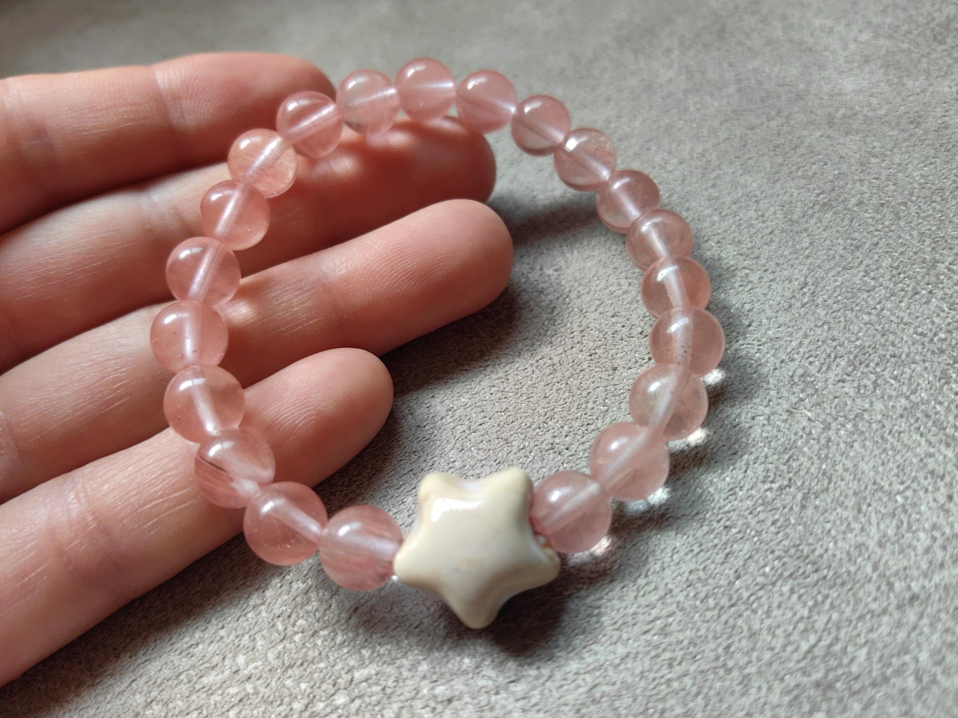 Jadeite Stone Beaded Bracelets with Ceramic Star