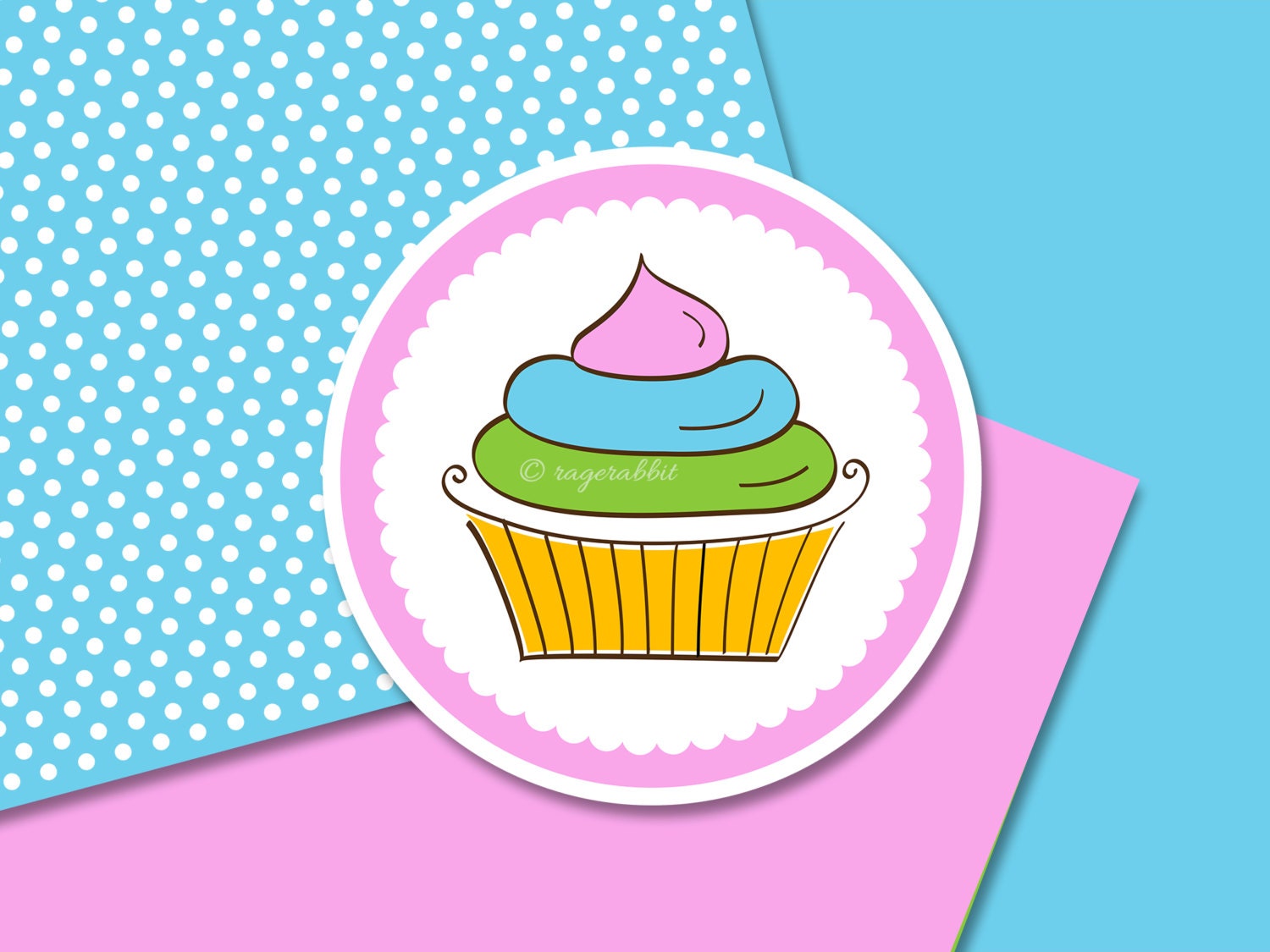 BUY 10 GET 5 FREE, Coupon Code - 5FREE 12 Bakery Paper Set, Polka Dots, Cupcake Clipart, Digital Paper, Backgroungs