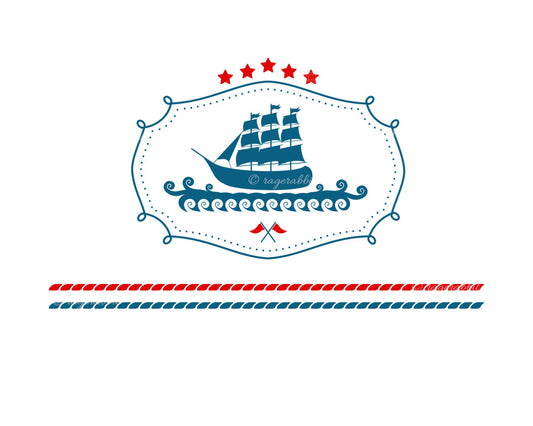 Nautical Set, Clip Art, Illustrations, Decorations, Emblems, Digital Paper, Old Map, Lighthouse, Anchors, Ship, Save Belt, Commercial Use