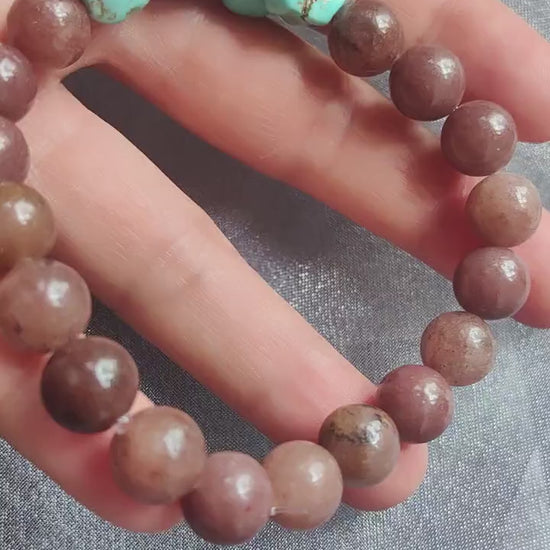 Brown Aventurine Bracelets with Turquoise and Ceramic Star Handmade Jewelry